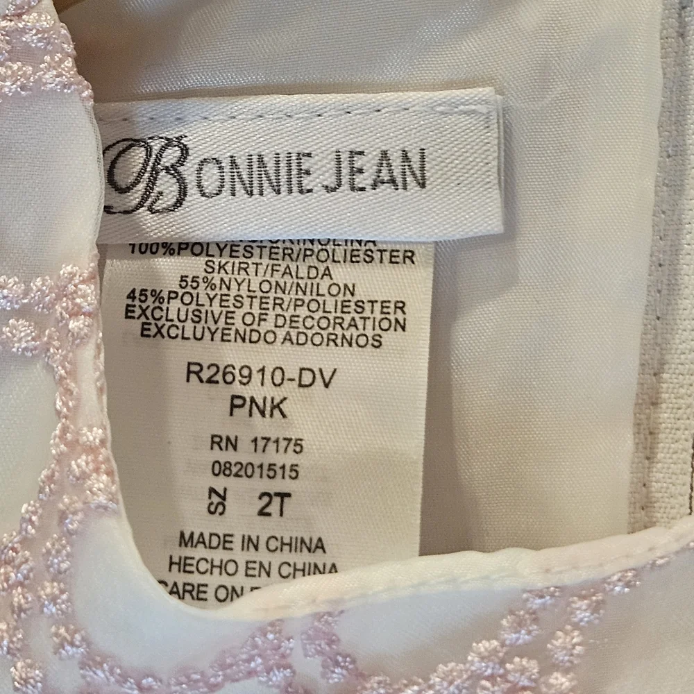 Bonnie Jean Satin Ribbon Dress Pink & Green Size 2T - Picture 9 of 15